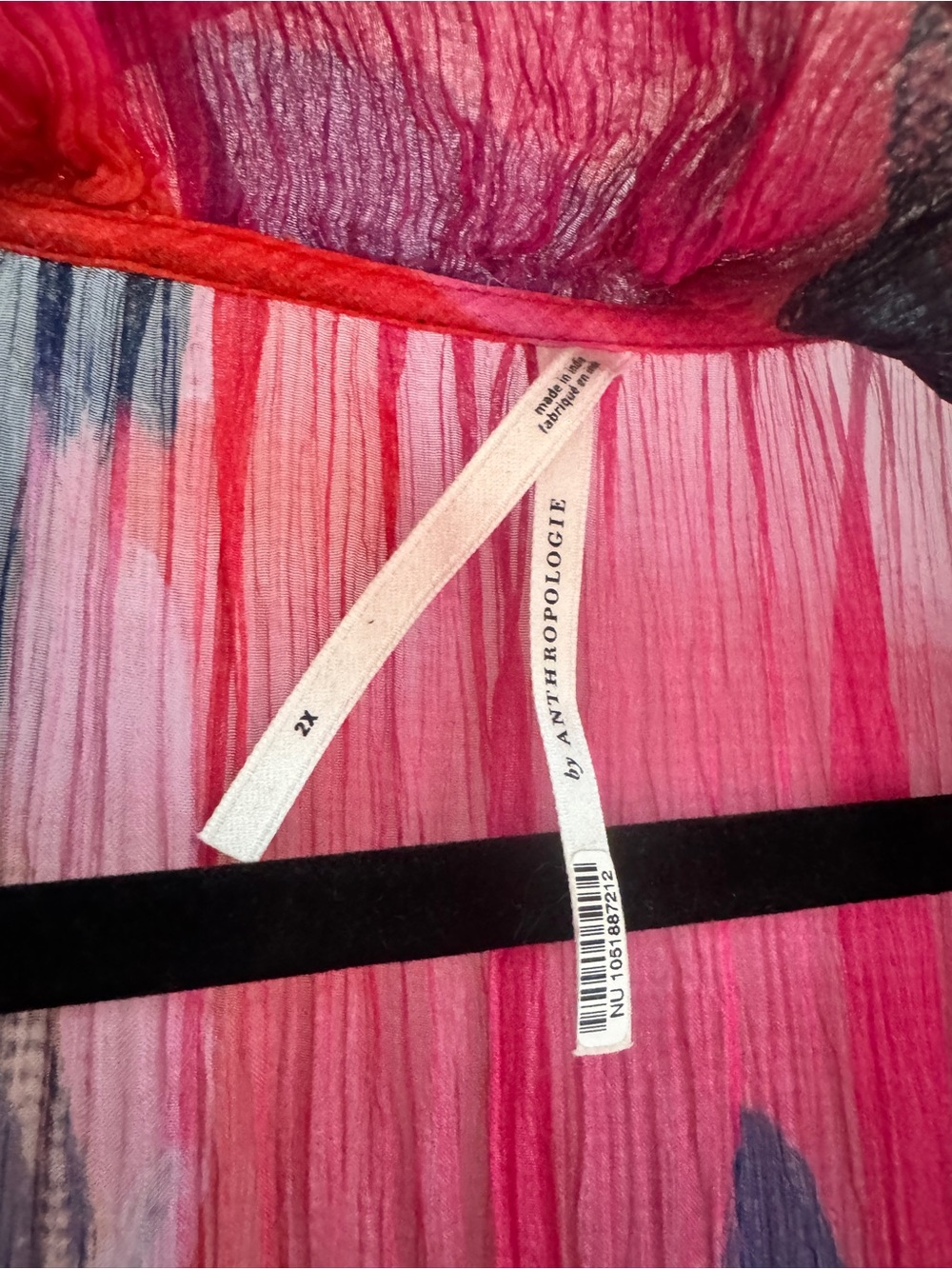 Anthropologie Abstract Brushstroke Maxi Dress in Red, Pink & Blue - Picture 3 of 4
